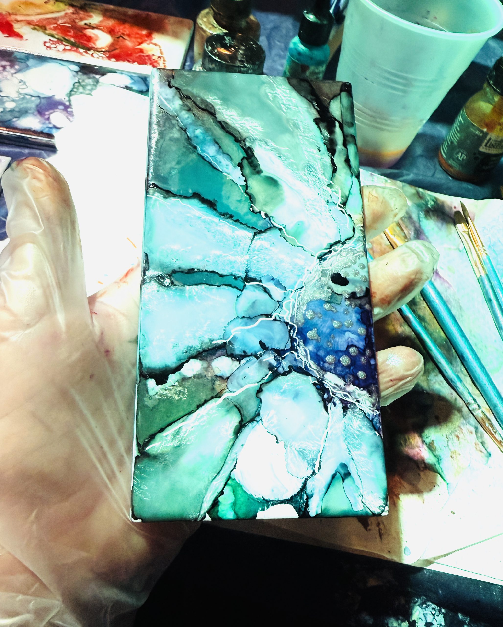 Art Workshop- Fun with Alcohol Inks at Arcos Gallery, Sarasota. FL